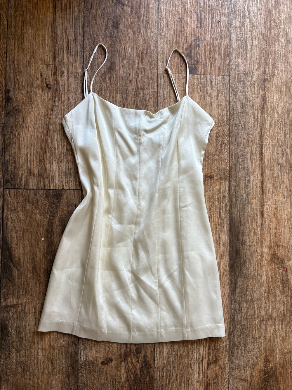Zara White Satin-Look Slip Dress with Thin Straps